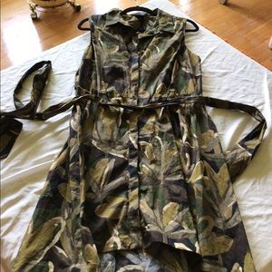 Who What Wear Women's  Camo Print Asymmetrical Hem Sleeveless Belted Dress 1X
